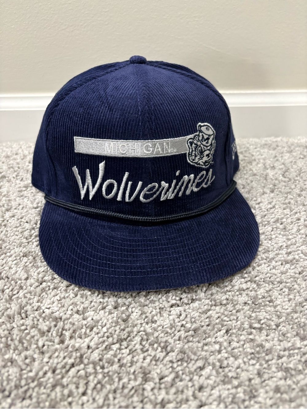 New Era Navy Corduroy Michigan Wolverines Snapback